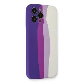 Newface Iphone 13 Pro Kılıf Ebruli Lansman Silikon - Mor-Beyaz