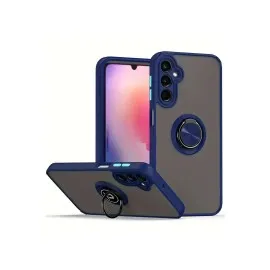 Newface Samsung Galaxy S25 Kılıf Montreal Yüzüklü Silikon Kapak - Lacivert