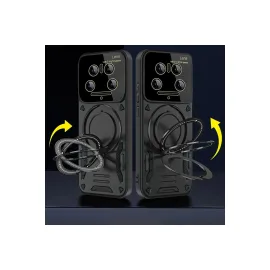 Newface Xiaomi Mi 14 Ultra Kılıf Joy Lens Standlı Kapak - Koyu Yeşil