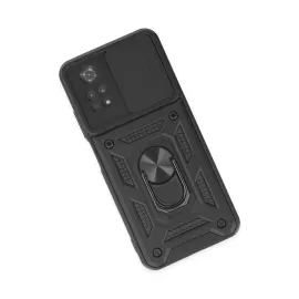 Newface Xiaomi Poco M4 Pro 4G Kılıf Pars Lens Yüzüklü Silikon - Siyah