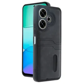 Newface Xiaomi Redmi 13 4G Kılıf Sara Kartvizitli Deri Kılıf - Siyah