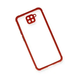 Newface Xiaomi Redmi Note 9 Kılıf Miami Şeffaf Silikon - Kırmızı