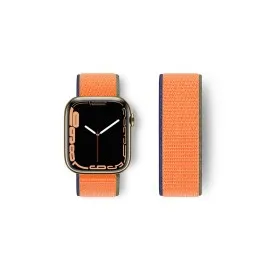 Newface Apple Watch 38Mm Hasırlı Cırtcırtlı Kordon - Lacivert-Turuncu