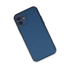 Newface Iphone 12 Kılıf Coco Deri Silikon Kapak - Açık Mavi