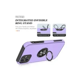 Newface Iphone 12 Kılıf Elit Yüzüklü Kapak - Mor