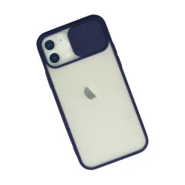 Newface Iphone 12 Kılıf Palm Buzlu Kamera Sürgülü Silikon - Lacivert