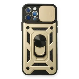 Newface Iphone 12 Pro Kılıf Pars Lens Yüzüklü Silikon - Gold