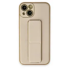 Newface Iphone 14 Plus Kılıf Coco Deri Standlı Kapak - Gold