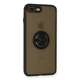 Newface Iphone 7 Plus Kılıf Montreal Yüzüklü Silikon Kapak - Siyah