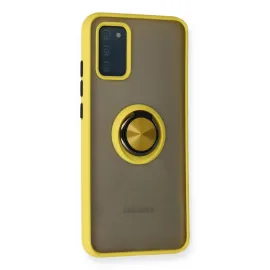 Newface Samsung Galaxy A02S Kılıf Montreal Yüzüklü Silikon Kapak - Sarı
