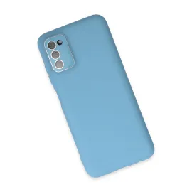 Newface Samsung Galaxy A03S Kılıf Lansman Glass Kapak - Mavi