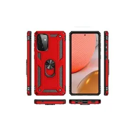 Newface Samsung Galaxy A72 Kılıf Sofya Yüzüklü Silikon Kapak - Kırmızı