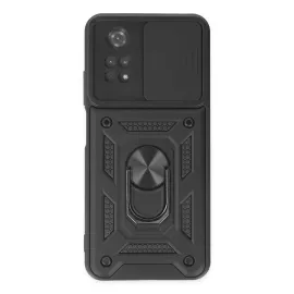 Newface Xiaomi Poco M4 Pro 4G Kılıf Pars Lens Yüzüklü Silikon - Siyah