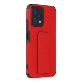 Newface Xiaomi Poco X5 5G Kılıf Mega Standlı Silikon - Kırmızı