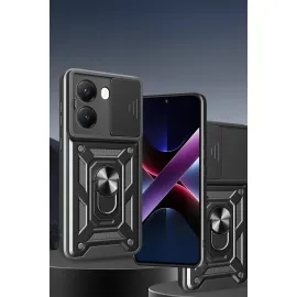 Newface Xiaomi Poco X7 Pro Kılıf Pars Lens Yüzüklü Silikon - Lacivert