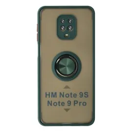 Newface Xiaomi Redmi Note 9 Pro Kılıf Montreal Yüzüklü Silikon Kapak - Yeşil