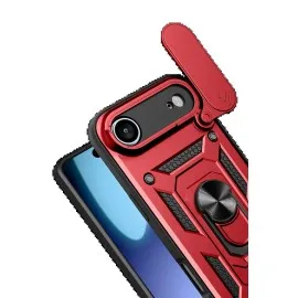 Newface Apple Iphone 17 Air Pars Lens Yüzüklü Silikon - Kırmızı