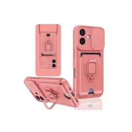 Newface Iphone 16 Kılıf Zuma Kartvizitli Yüzüklü Silikon - Pembe