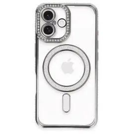 Newface Iphone 16 Plus Kılıf Joke Simli Magneticsafe Kılıf - Gri