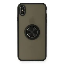 Newface Iphone Xs Max Kılıf Montreal Yüzüklü Silikon Kapak - Siyah