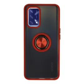 Newface Oppo A74 4G Kılıf Montreal Yüzüklü Silikon Kapak - Kırmızı