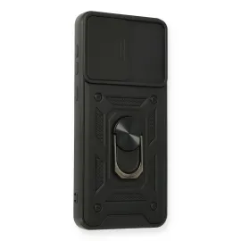 Newface Samsung Galaxy A02 Kılıf Pars Lens Yüzüklü Silikon - Siyah