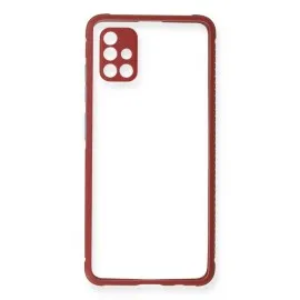 Newface Samsung Galaxy A71 Kılıf Miami Şeffaf Silikon - Fuşya