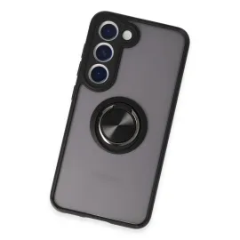 Newface Samsung Galaxy S23 Kılıf Montreal Yüzüklü Silikon Kapak - Siyah