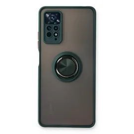 Newface Xiaomi Redmi Note 11 Pro Kılıf Montreal Yüzüklü Silikon Kapak - Yeşil