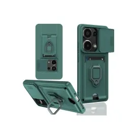 Newface Xiaomi Redmi Note 13 Pro 4G Kılıf Zuma Kartvizitli Yüzüklü Silikon - Yeşil