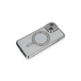 Newface Iphone 14 Kılıf Joke Simli Magneticsafe Kılıf - Gümüş