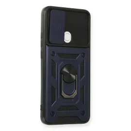 Newface Oppo A15 Kılıf Pars Lens Yüzüklü Silikon - Lacivert