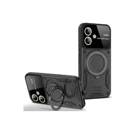 Newface Samsung Galaxy A06 Kılıf Joy Lens Standlı Kapak - Siyah