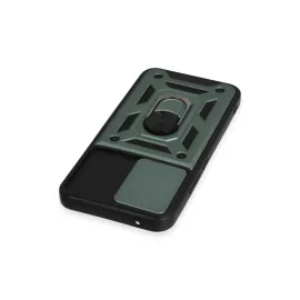 Newface Samsung Galaxy A34 5G Kılıf Pars Lens Yüzüklü Silikon - Yeşil