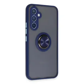 Newface Samsung Galaxy A54 5G Kılıf Montreal Yüzüklü Silikon Kapak - Lacivert