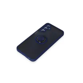 Newface Samsung Galaxy M34 5G Kılıf Montreal Yüzüklü Silikon Kapak - Lacivert