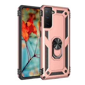 Newface Samsung Galaxy S21 Kılıf Sofya Yüzüklü Silikon Kapak - Rose