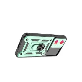 Newface Samsung Galaxy S22 Kılıf Pars Lens Yüzüklü Silikon - Yeşil