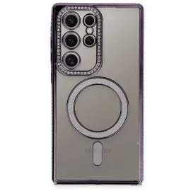 Newface Samsung Galaxy S24 Ultra Kılıf Joke Simli Magneticsafe Kılıf - Derin Mor