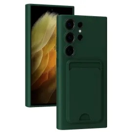 Newface Samsung Galaxy S24 Ultra Kılıf Kelvin Kartvizitli Silikon - Koyu Yeşil