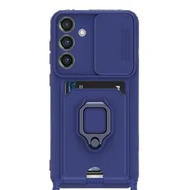 Newface Samsung Galaxy S25 Plus Kılıf Zuma Kartvizitli Yüzüklü Silikon - Lacivert