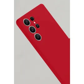 Newface Samsung Galaxy S25 Ultra Kılıf Nano Içi Kadife Silikon - Kırmızı