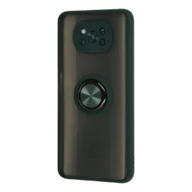 Newface Xiaomi Pocophone X3 Kılıf Montreal Yüzüklü Silikon Kapak - Yeşil