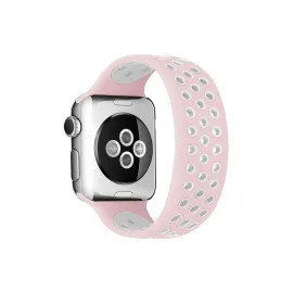 Newface Apple Watch 38mm Ayarlı Delikli Silikon Kordon - Pembe-Beyaz