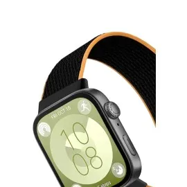 Newface Huawei Fit 4 Hasırlı Cırtcırtlı Kordon - Siyah-Turuncu