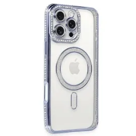 Newface Iphone 16 Pro Max Kılıf Joke Simli Magneticsafe Kılıf - Mavi