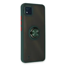 Newface Realme C11 2021 Kılıf Montreal Yüzüklü Silikon Kapak - Yeşil