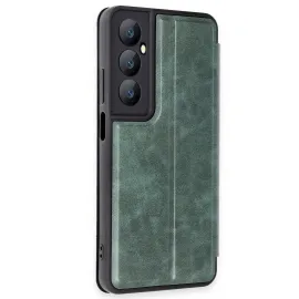 Newface Realme C65 Kılıf Flip Cover - Koyu Yeşil