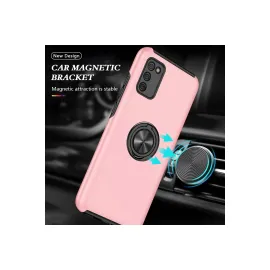 Newface Samsung Galaxy A02S Kılıf Elit Yüzüklü Kapak - Pembe