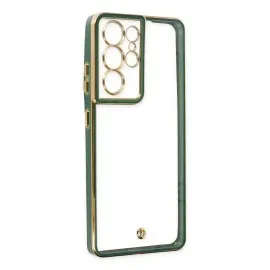 Newface Samsung Galaxy S21 Ultra Kılıf Liva Lens Silikon - Yeşil